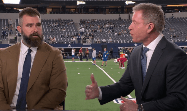 BREAKING NEWS: Just 30 Minutes Before the Eagles vs Cowboys Clash, Troy Aikman Drops a Subtle Jab at Philadelphia on NFL Broadcast. Jason Kelce Immediately Responds With a Sharp Line That Silenced the Entire Studio