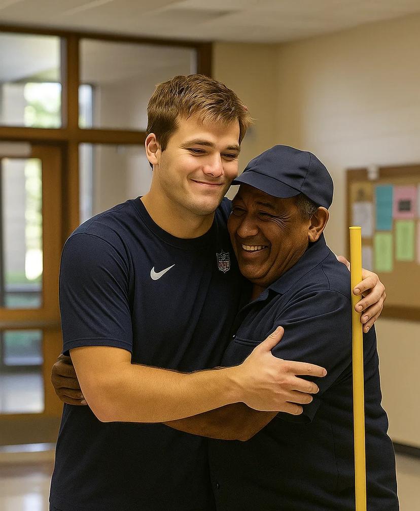 Drake Maye of the New England Patriots Discovers His Old School’s Janitor Still Working at 69 and Everyone Is Surprised