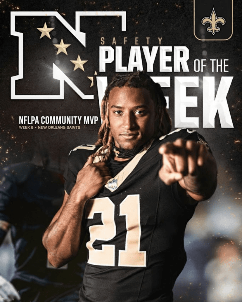 Saints Safety Justin Reid Named NFLPA Week 6 Community MVP – The Heart of New Orleans Shines Beyond the Field 