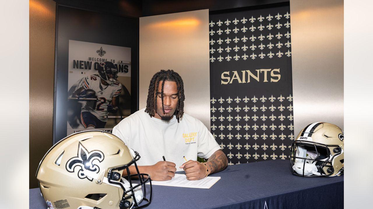 Get an all-access look at New Orleans Saints free agent running back Velus Jones Jr.'s first day in New Orleans as he signed his one-year contract with the team on Monday, March 17, 2025.