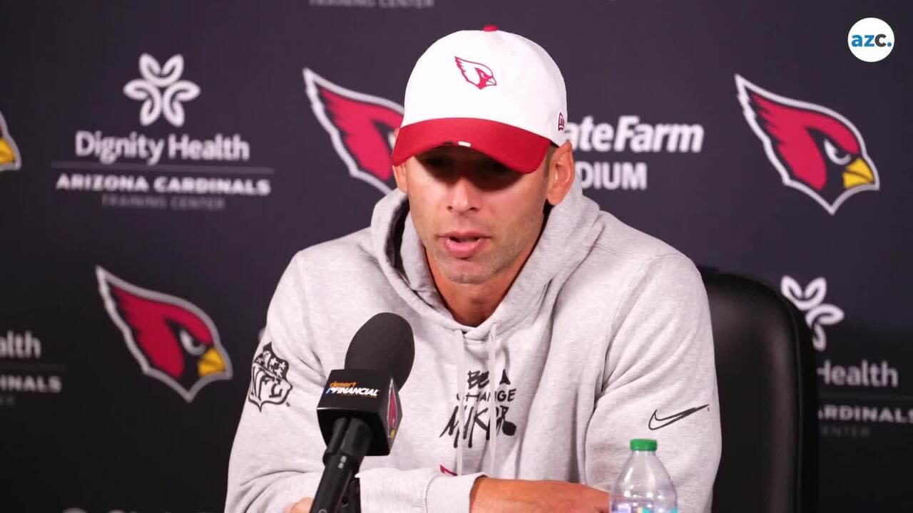 Arizona Cardinals head coach Jonathan Gannon after the team's first day of OTAs